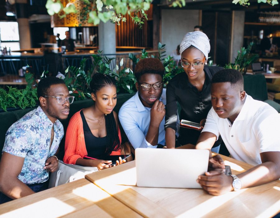 Group of afro americans working together